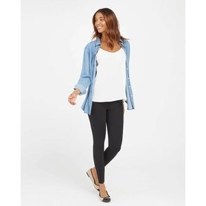 Spanx Black Pull On Ponte Ankle Leggings High Rise 20262q Womens XL Petite